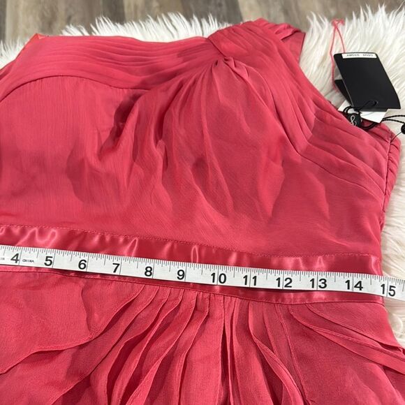 ADRIANNA PAPELL Elegant One-Shoulder Coral Evening Gown Size 12 NWT - Picture 6 of 10